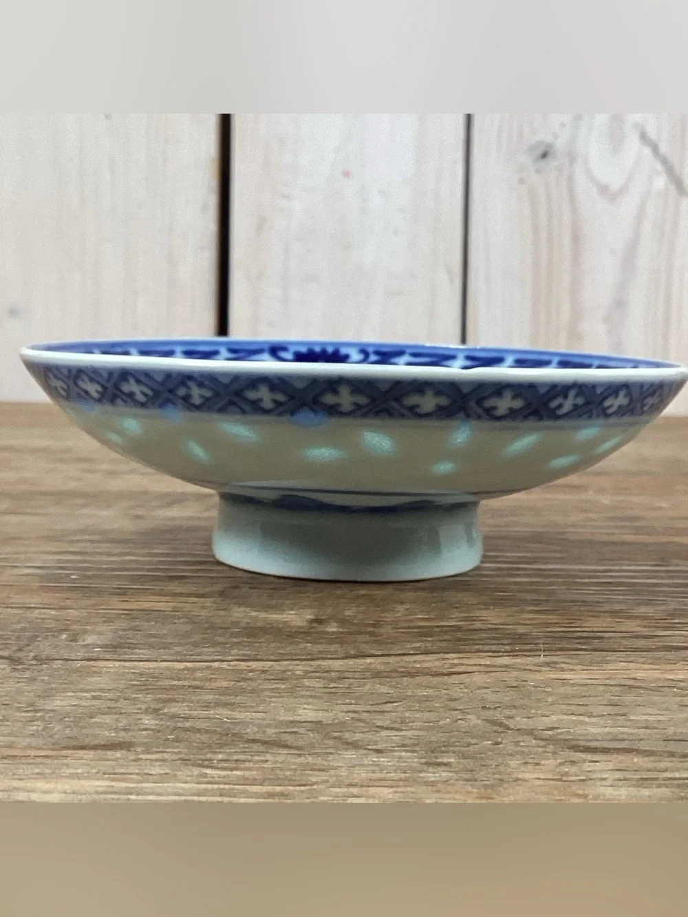 Vintage Porcelain Rice Grain Ware Facing Dragon Bowl